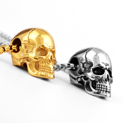 Collares de hombres de calavera negra dorada, cadena Punk Hip Hop para novio, joyería de acero inoxidable para hombre, regalo creativo, venta al por mayor ► Foto 1/6