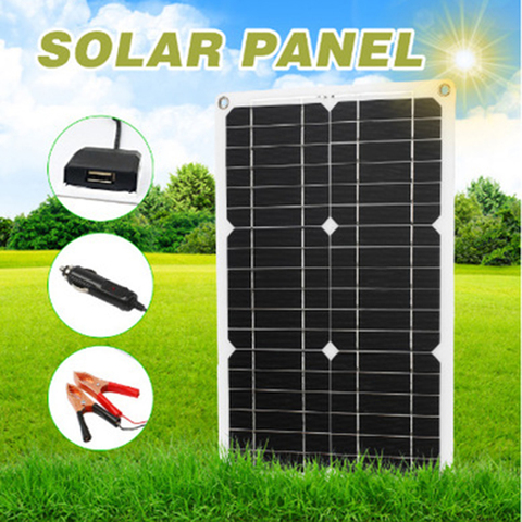 Juego de paneles solares profesionales, módulo monocristalino de 1 o 2 puertos USB con pantalla LCD, controlador de carga Solar de 180W y 12V ► Foto 1/6