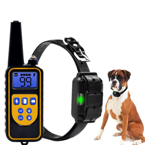 Collar de entrenamiento eléctrico para perro mascota de control remoto recargable a prueba de agua con pantalla LCD para todos los collares de ladrido de tamaño 40% de descuento ► Foto 1/6