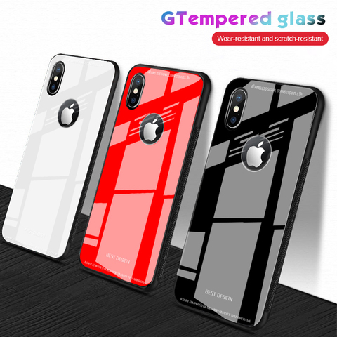 Funda de teléfono de vidrio templado para iPhone XR XS Max 7 8 Plus 6 6S Plus, fundas de vidrio protector duro para iPhone XS XR, carcasa trasera ► Foto 1/6