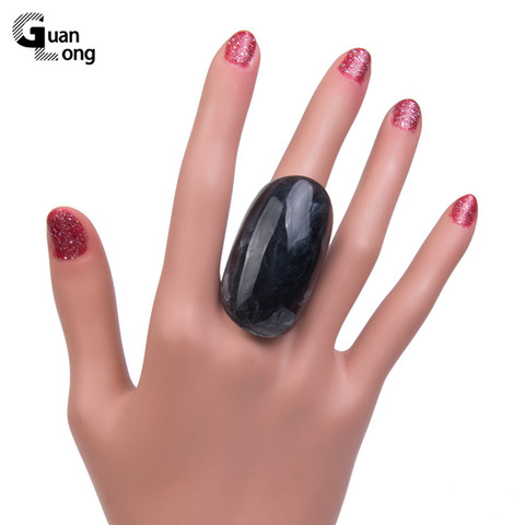 GuanLong-anillo grande para mujer, de resina, acrílico, Punk, negro, diseño único, para fiesta, Vintage ► Foto 1/6