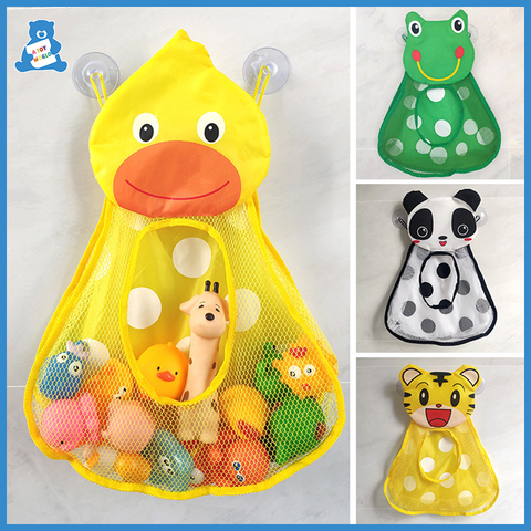 Juguetes de baño para bebés pato lindo, red de malla de rana bolsa de almacenamiento de juguetes fuertes ventosas bolsa de juego de baño organizador de baño juguetes de agua para niños ► Foto 1/6