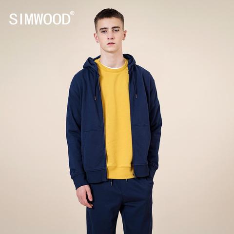 SIMWOOD-Sudadera con capucha básica para hombre, Jersey de algodón con cremallera, cómodas, para correr, prendas de vestir exteriores, Primavera e invierno, 2022 ► Foto 1/6