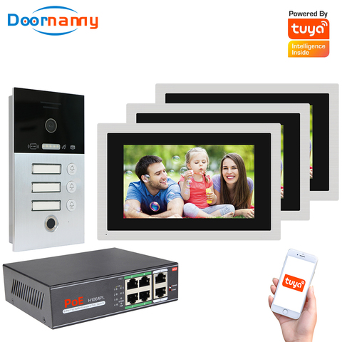 Doornanny-sistema de intercomunicación de vídeo con huella dactilar, WiFi, PoE, Tuya, apartamento, Villa, IP, SIP, videollamada, 10 pulgadas, completamente táctil, 720P, Digital ► Foto 1/6