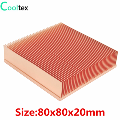 COOLTEX-disipador de calor de cobre puro, disipador de calor con aleta para Chip electrónico LED VGA, Enfriador de refrigeración, 80x80x20mm ► Foto 1/6