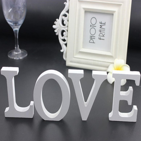 Letras de madera blancas de 8CM para decoración del hogar, 1 unidad, alfabeto inglés, diseño de nombre personalizado, arte artesanal para boda ► Foto 1/6