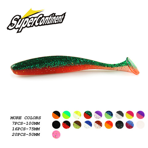 Señuelos blandos de pesca Leurre Shad, cebo de silicona de doble Color, cola en T, 5CM, 2022 CM, 10CM, novedad de 7,5 ► Foto 1/6