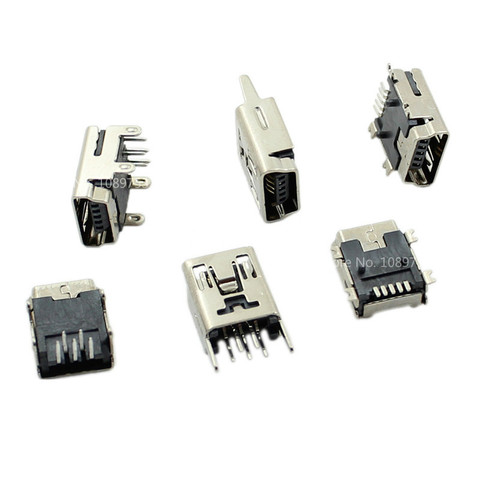 Mini conector USB tipo B de 5 pines hembra, Conector de inmersión Vertical / Horizontal para carga trasera, 10 Uds. ► Foto 1/5