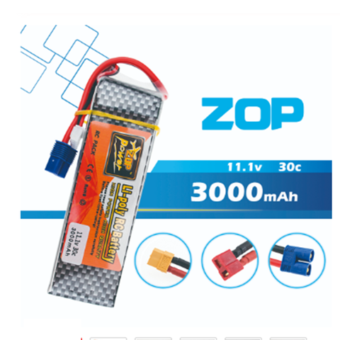 Lipo batería 11.1 V 3000 mAh 3 s 30C EC3 XT60 enchufe litio del polímero de la energía de ZOP para Blade 350QX/ 450 RC helicoper drone bateria ► Foto 1/1