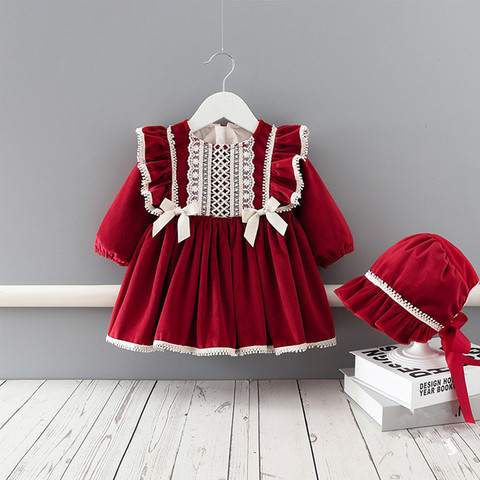 Ropa de invierno para bebés, conjunto de ropa navideña para niñas, vestidos para niños, vestido grueso de terciopelo, Ropa para Niñas con sombrero para año nuevo de 0 a 4T ► Foto 1/6