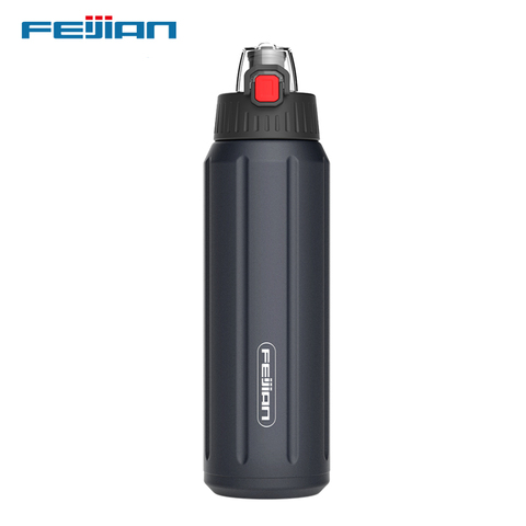 FEIJIAN termo de doble pared, 600ml 18/8 termo de acero inoxidable, botella deportiva, vaso aislado, a prueba de fugas de agua ► Foto 1/6