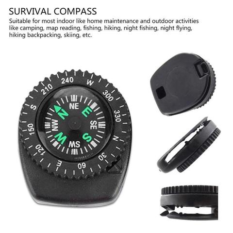 Mini reloj con brújula y botón para brazalete paracaídas supervivencia, Mini brújula bolsillo exterior senderismo Camping Accesorios ► Foto 1/6