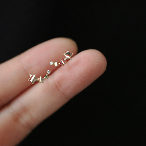 Pendientes de plata de ley 925 con forma de estrella degradada para mujer, joyería de oro de 14 quilates, estilo coreano ► Foto 1/6