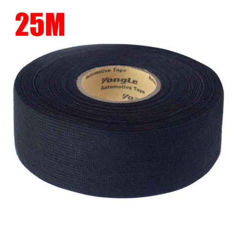 Rollo de cinta de tejido adhesivo, arnés de cableado para coche, color negro, 25M ► Foto 1/6