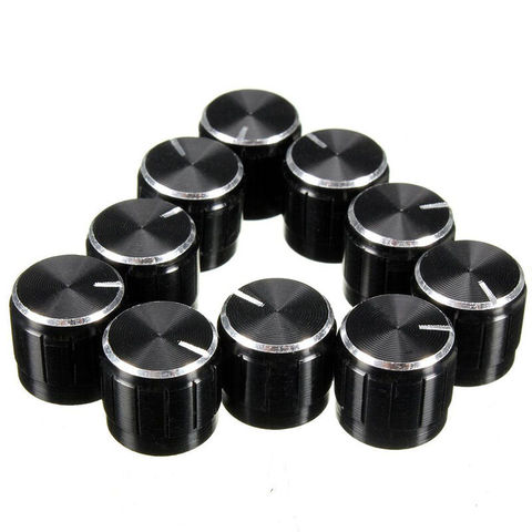 10 unids/lote negro 6mm tapones de perillas de potenciómetro estriado del eje perilla de Control del potenciómetro de 15mm de diámetro x 17mm de aluminio interruptor de mando ► Foto 1/3