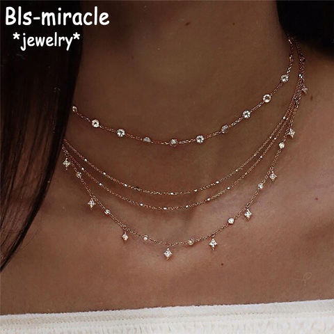 Collares con colgante de estrellas de cristal para mujer, gargantilla de oro Vintage, joyería multicapa, regalo de boda, novedad de 2022 ► Foto 1/6