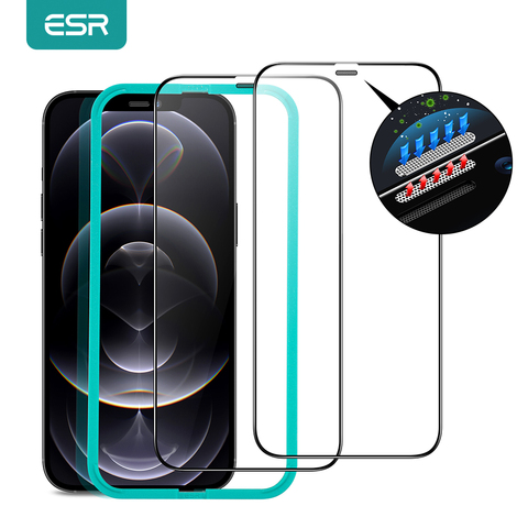 ESR-Protector de pantalla Ultra resistente para iPhone 12 Pro Max, cristal templado, cubierta completa, película de vidrio Protector, 2 uds. ► Foto 1/6