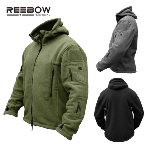 REEBOW-Chaqueta táctica de lana para hombre, chaqueta con capucha táctica, para exteriores, senderismo, Camping, invierno, térmica, transpirable, Ejército de EE. UU. ► Foto 1/6