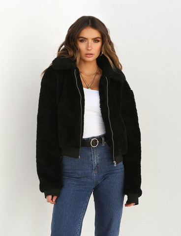 Chaqueta polar con bolsillo para mujer, abrigo grueso y cálido con cremallera, prendas de vestir, abrigo de invierno, chaqueta de piel suave, abrigo de peluche elegante ► Foto 1/6