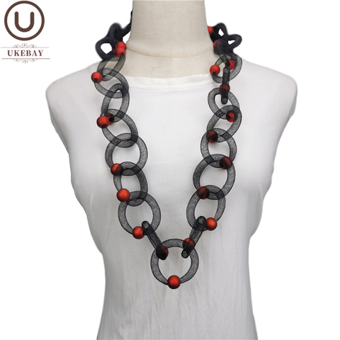 UKEBAY nuevo negro de malla de joyería de perlas colgante de collar para las mujeres diseñador de lujo collares largos collares accesorios cuerpo regalos de boda ► Foto 1/6