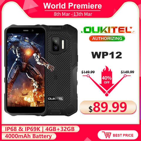 OUKITEL-teléfono inteligente WP12 resistente al agua IP68, Android 11, pantalla HD de 5,5 pulgadas, 4GB + 32GB, Helio A22, NFC, 4000mAh ► Foto 1/6