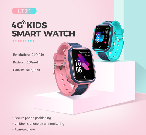 Reloj de reloj inteligente con localizador GPS 4G para niños, dispositivo con llamadas de Vídeo impermeable, GPS, LBS, Posicionamiento por WIFI, LT21 ► Foto 1/6