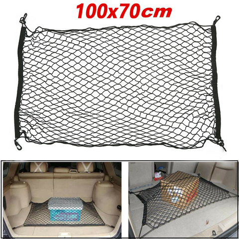 Organizador de carga trasera para maletero de coche, 100x70 Cm, bolsa de malla elástica, almacenamiento de carga de nailon, red elástica ► Foto 1/6