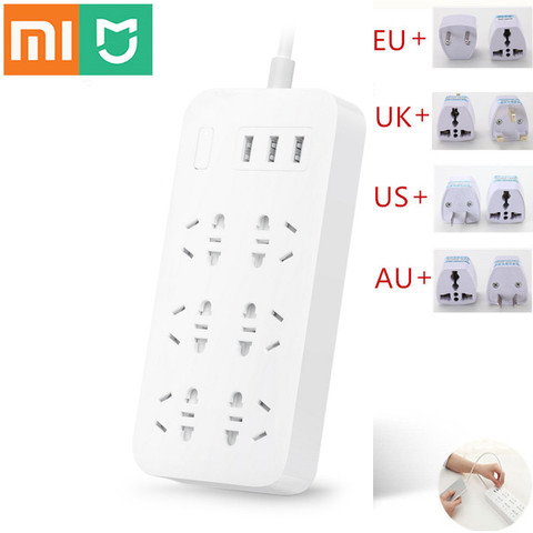 Xiaomi Mijia Power top de tiras 1,8 m 6 enchufes 10A 250V 2500W 3USB Puerto 5V 2.1A carga rápida protección de sobrecarga de alta calidad Pl ► Foto 1/6