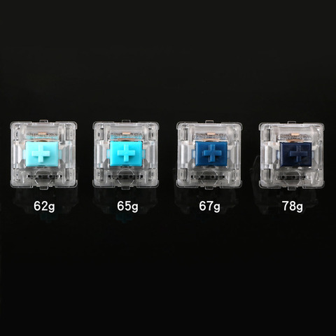 Interruptores de Zealio táctiles silenciosos Blue Axis versión 2, para teclado mecánico personalizado, 62g, 65g, 67g, 78g, 5 pines, resorte chapado en oro ► Foto 1/6