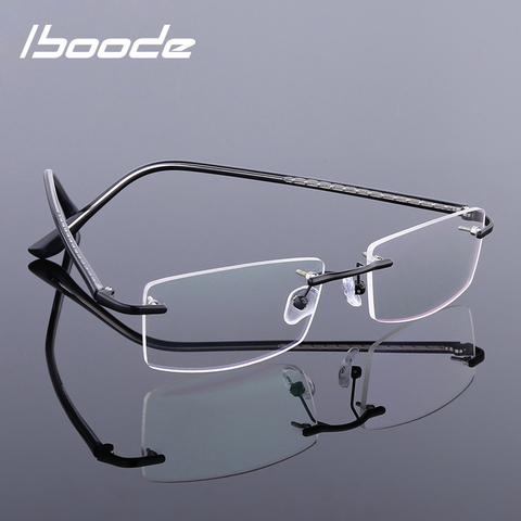 Iboode Ultra-Luz sin montura gafas de marco de gafas mujeres Vintage clásico marco cuadrado de titanio hombres óptico montura de gafas para Miopía ► Foto 1/6