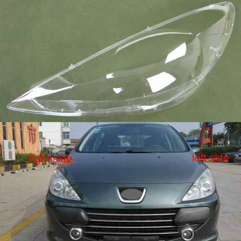 Para Peugeot 307 08-13 pantalla transparente lámpara faro delantero de la pantalla cubierta 2 piezas ► Foto 1/6