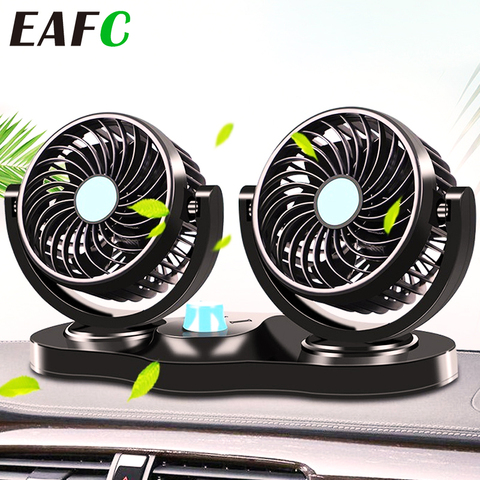 Mini ventilador de coche eléctrico de 12V/24V, aire acondicionado de verano de bajo ruido, ventilador de refrigeración giratorio de 360 grados, ventilador refrigerador de coche de 12v ► Foto 1/6