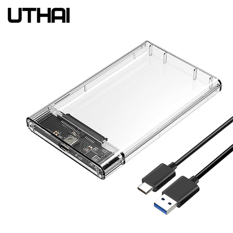 UTHAI T09 tipo C 2,5 pulgadas Disco Duro carcasa móvil transparente HDD caja USB3.1 SSD portátil 72 con Cable USB-C ► Foto 1/5