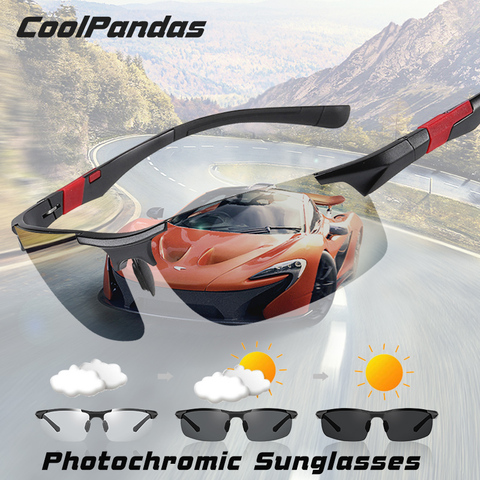 Montura superior de aluminio y magnesio para hombres, gafas de sol fotocromáticas polarizadas para conducción, visión nocturna diurna ► Foto 1/6