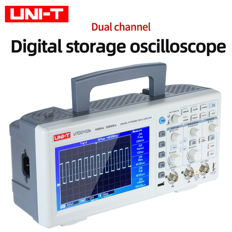 UNI-T-osciloscopio Digital UTD2102E, dispositivo con USB portátil, 100MHz de ancho de banda, 2 canales, 500 Ms/S, 7 