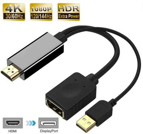 Cable convertidor 2022 4K 60Hz HDMI a DP, adaptador de puerto Displayport de 1080P 144Hz HDMI 2.0b, Cable de puerto de pantalla para Apple TV PS4 pro ► Foto 1/6
