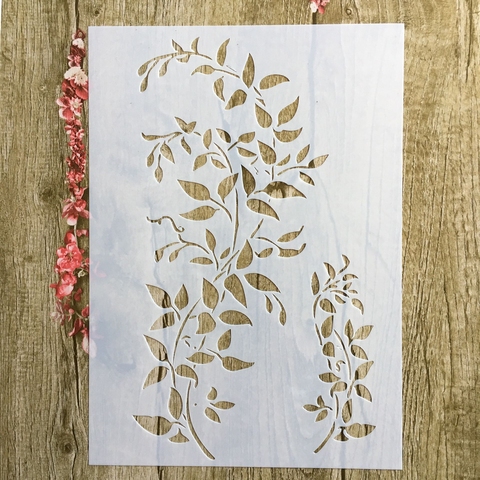 Plantillas de hojas de vid de árbol para pintura en pared, libro de recortes colorear en relieve, plantilla de tarjeta de papel decorativa, tamaño A4, 29x21cm ► Foto 1/3