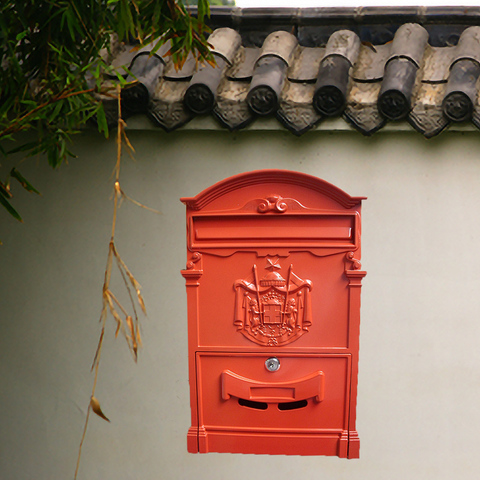 Buzón de correos Retro para Villas, cajas de periódico de pared para exteriores con cerradura europea, caja de seguridad para decoración del hogar y jardín, F5009 ► Foto 1/6