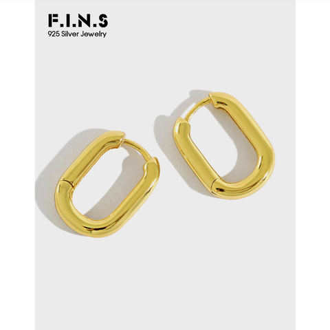 F.i.n. S-pendientes minimalistas de plata 925 pura para mujer, aretes de aro pequeños, Color dorado, moda coreana, joyería fina de plata 925 para mujer ► Foto 1/6