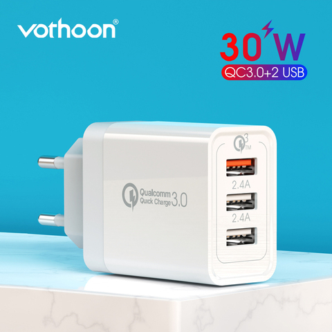Vothoon-cargador USB 3,0 para iPhone, Samsung y Xiaomi, cargador rápido de pared de 30W con 3 puertos ► Foto 1/6