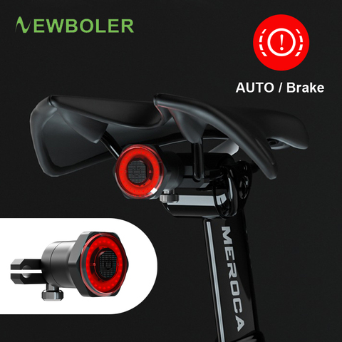 NEWBOLER-linterna de encendido/apagado automático para bicicleta, faro trasero con detección de freno IPx6, resistente al agua, LED, carga USB, luz trasera para ciclismo ► Foto 1/6