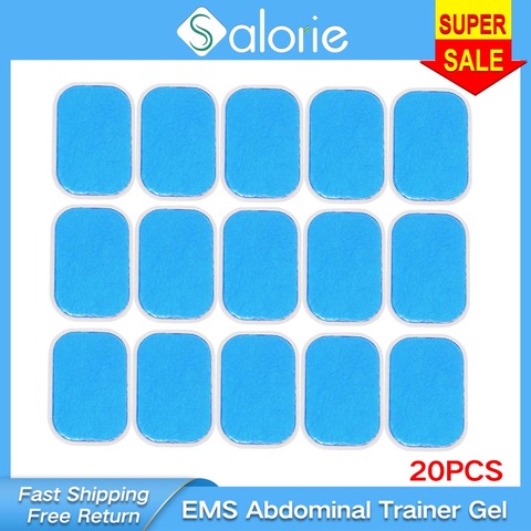 20 piezas EMS entrenador Abdominal adhesivos de Gel Pad eléctrico para Estimulador muscular ABS cuerpo de pérdida de peso fitness adelgazamiento myostimulator ► Foto 1/6