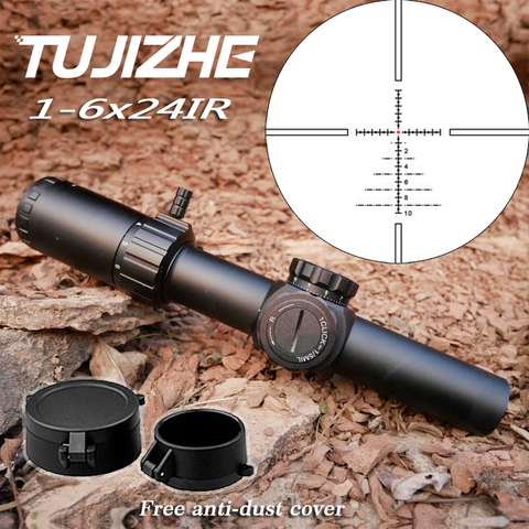 TUJIZHE-mira telescópica de caza 1-6x24IR, visor óptico de tubo de 30mm, tácticas de bloqueo torretas, mira para Rifle, venta de liquidación ► Foto 1/6