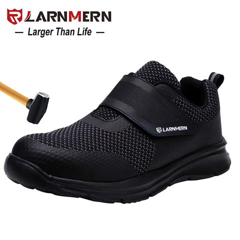 LARNMERN zapatos de seguridad para hombre, calzado liviano de protección de punta de acero para construcción, zapatillas de trabajo a prueba de golpes 3D para hombre ► Foto 1/6