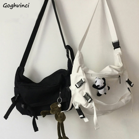 Bolsas de la compra de gran capacidad para mujer, bolso cruzado Unisex, parejas, estudiantes, de lona, ajustable, sencillo, Chic Ins Harajuku Hip-hop ► Foto 1/6