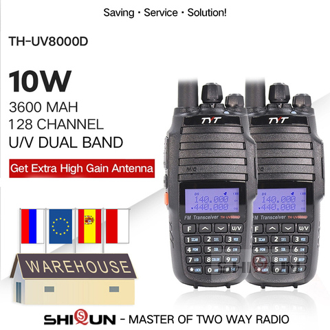 TYT-Walkie Talkie TH-UV8000D banda Dual, 10 KM, VHF, UHF, 10W, Radio, 10 km, 3600mAh, función repetidora, TH, UV800D, 8000E, 2 uds. ► Foto 1/6