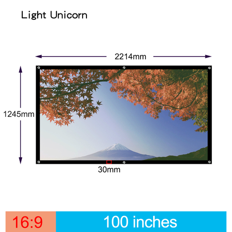Pantalla de proyección de unicornio ligero para exteriores, portátil, transparente, súper fino, 100 pulgadas, 16:9 ► Foto 1/1