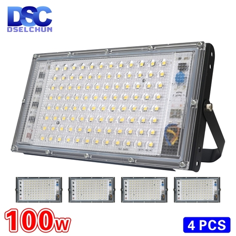 Reflector LED de inundación para exteriores, lámpara para iluminación de paisaje de 100W, CA de 220V, 230V o 240V, impermeable IP65, paquete de 4 unidades, luz de calle ► Foto 1/6