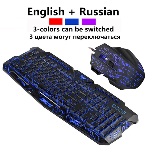 J60-retroiluminación LED de colores para teclado de videojuegos, combo de ratón con cable USB, tecla completa, PC, portátil, teclado de ratón ► Foto 1/6