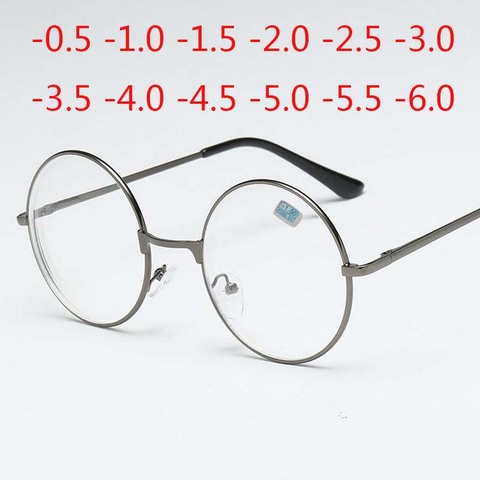Gafas redondas para hombre y mujer, lentes Retro para miopía, marcos de Metal óptico, lentes de índice 1,56, graduadas, 1,0-1,5-2,0 a 6,0 ► Foto 1/6